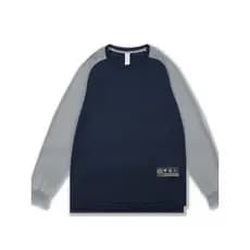 Camiseta esportiva de cor sólida com gola redonda e manga comprida solta masculina treinamento de secagem rápida aquecim