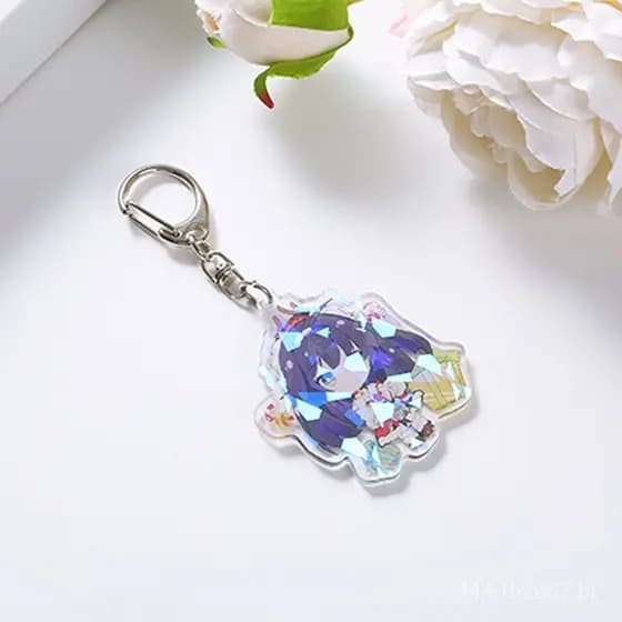 Chaveiro de acrílico de anime de dupla camada, transparente, fluorescente, pingente para mochila, acessório para chave d