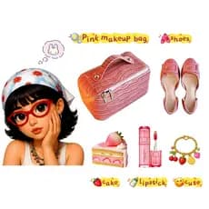 Rosa rosa rosa! Rena Esaka Linda Bolsa Cosmética em Pó Portátil Textura de Grande Capacidade Textura de Couro Divisória