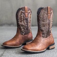 Botas de Cowboy ocidentais americanas para jovens, botas masculinas de cano alto, tamanho grande, botas Martin da moda,