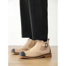 Botas Chelsea britânicas masculinas Martin botas esculpidas Brooke sapatos masculinos na moda Retro botas curtas desliza