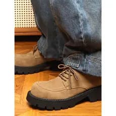 2026 Novo estilo de sola grossa aumentada sapatos de couro de dedo grande masculino couro genuíno All-Match juventude na