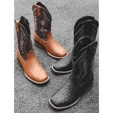 Botas de Cowboy ocidentais retrô masculinas de cano alto botas de cavaleiro bordadas na moda Martin botas de couro mongo