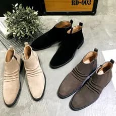 Novo estilo versão coreana couro zíper Chelsea Martin botas masculinas casuais sapatos de couro de alta qualidade aponto