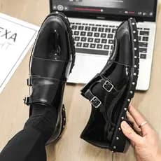 Estação Europeia Versão Coreana Moda Moda Slip-On Sapatos De Couro Homens Couro Envernizado Brilhante Negócios Casual Mo