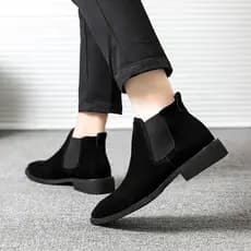 Retro Chelsea botas masculinas de veludo quente Casual Martin botas de couro genuíno sapatos de couro de alta qualidade