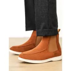 Sola macia superfície macia Chelsea botas masculinas estilo britânico Martin botas na moda Retro botas curtas confortáve