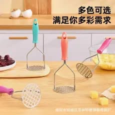 Esmagador manual de batatas em aço inoxidável colorido, esmagador de alimentos para bebês, prensa de batatas, esmagador