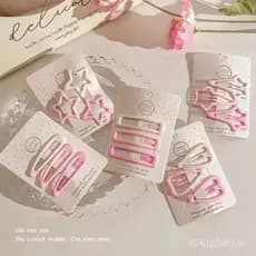 Presilha de cabelo em degradê rosa dopamina com estrela, presilha BB em formato de coração, presilha lateral fofa para m