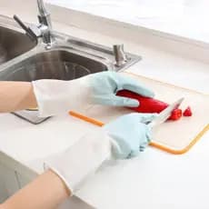 Luvas elegantes para lavar louça, para limpeza de cozinha e banheiro, luvas de borracha resistentes à sujeira e ao desga
