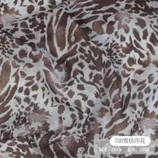 Tecido chiffon com estampa digital de leopardo em tons de cinza-azul A14 em estoque, tecido por atacado para roupas, ves