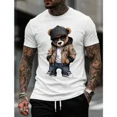 Camiseta  T-shirt Lazer Estampada Urso Estiloso Premium Camisa Masculina Confortável