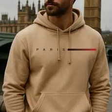 Moletom Canguru Paris Minimalist Blusa de Frio Com Capuz Streetwear Premium Confortável com Capuz