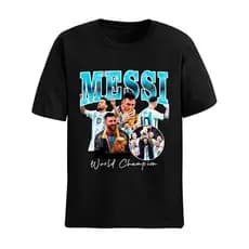 Camiseta Lionel Messi Campeão Do Mundo 2022 Camisa 100% Algodão Estampa DTF Grande Confortável