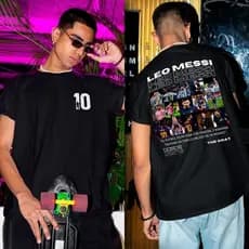 Camiseta Streetwear Leo Messi GOAT - Mosaico Verso Premium Barcelona Premium Confortável