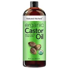 Óleo de Rícino Prensado a Frio Organic Riches, Certificado pelo USDA para Crescimento Capilar e de Cílios