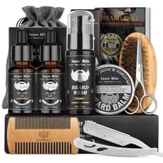 Kit de Cuidados para Barba Isner Mile para Homens: com Sabonete para Barba - Óleo - Bálsamo - Escova - Pente e Navalha,