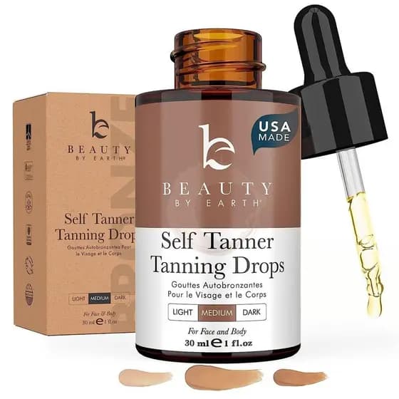 Gotas Autobronzeadoras - Fabricadas nos EUA com Ingredientes Orgânicos, Gotas Autobronzeadoras de Bronzeado Médio para A