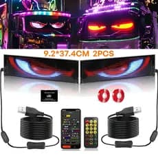 Tela Led Flexível Devil Eyes Carro Olho Do Diabo 9.2*37.4cm Painel LED Matriz Programável Bluetooth APP, USB 5V IP65