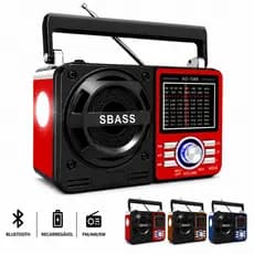 Rádio Caixa de Som Bluetooth Recarregável Lanterna Retro Portátil FM AM USB SD Pilha Radio Speaker Portable Flashlight