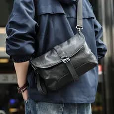 Homens High-End Commuter embreagem bolsa de ombro Diagonal telefone móvel Casual simples Original pequeno saco de couro