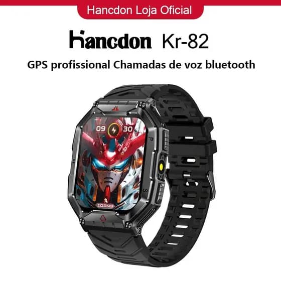 SmartWatch Hancdon Kr82 Relógio inteligente 100+ esportes Rastreamento de pegadas Precisão de posicionamento Pedómetro