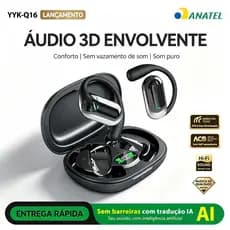 Fone de ouvido IA sem fio Bluetooth Esportivo IPX7 360°ANC Conforto Total Sem Dor Áudio HIFI 90h Bateria Longa Duração