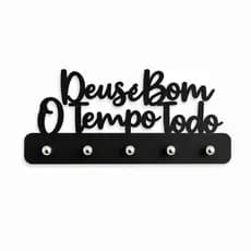 Porta Chaves Parede MDF Deus é Bom o Tempo Todo Decorativo Chaveiro Casa Organização Multiuso