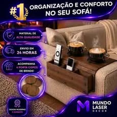 Esteira Suporte Porta Controle e Copos Para Sofá