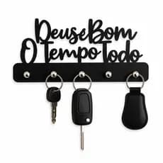 Porta Chaves de Parede Deus é Bom o Tempo Todo em MDF Decoração do Lar