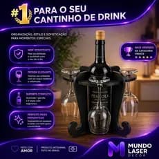 Adega Suporte 4 Taças e Vinho Elegância Praticidade Bancada Mesa Mdf