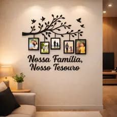 Painel Decorativo Nossa Família Nosso Tesouro em MDF – Moldura de Fotos 10x15