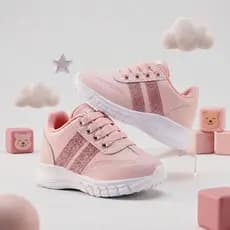 Tênis Infantil Feminino Glitter Escolar Estiloso Moderno