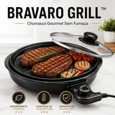 Grill Elétrico Redondo 127V ou 220v  Antiaderente Churrasqueira Elétrica Portátil Bravaro Grill
