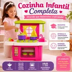 Cozinha Infantil Completa Com Pia Fogão Forno E Acessórios Educativos Brinquedo Menina Menino