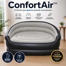 Sofá Inflável 2 Lugares ConfortAir com Bomba Inclusa Dobrável Portátil Compacto Até 100kg