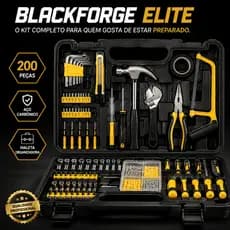 Kit Ferramentas 200 Peças com Maleta Aço Carbono Completo Multiuso Profissional BlackForge Elite