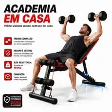 Banco de Supino Ajustável Multifuncional 450kg 7 Posições Treino Completo Academia em Casa com Elásticos