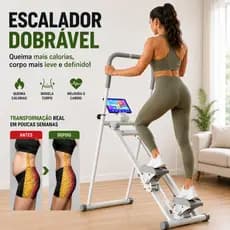 Simulador de Escada Elétrico 180kg 3 Níveis Inclinação Silencioso Espaço Pequeno Queima De Gordura