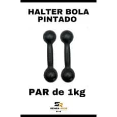 Par Halter Bola Pintado 1 KG Fitness Ginastica Treino Casa GYM