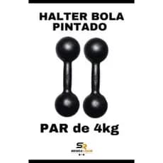 Par Halter Bola 04 KG Pintado Fitness Treino Academia Casa GYM