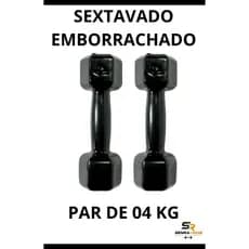 Par Halter Sextavado Emborrachado 4kg Musculação Treino Fisio Academia GYM