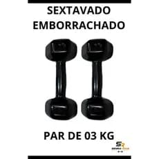 Par Halter Sextavado Emborrachado 3kg Musculação Fisioterapia Casa GYM