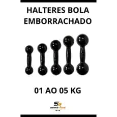 Par Halteres Bola 01 ao 05 KG Emborrachados Fisio Academia Fitness Casa GYM
