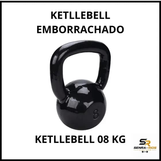 Kettlebell Emborrachado 8kg - Versatilidade, Resistência e Alça Ergonômica