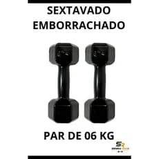 Par de Halteres Sextavados Emborrachados 6kg - Conforto e Design Sofisticado para Academia