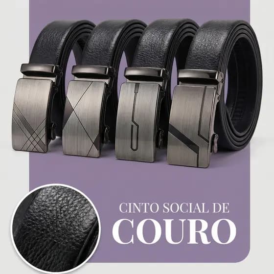 Cinto Masculino Automático Resistente Ajustável Tradicional Luxo Social designer em Couro Sintetico