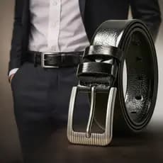 Cinto Masculino Social Ajustável Resistente E Duradouro couro Sintético Premium Fivela Larga De Metal Para Trabalho Diár
