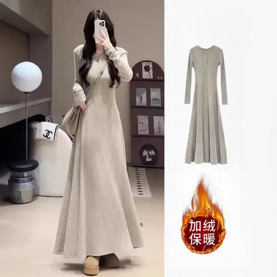 Outono inverno forro de lã estilo preguiçoso High-End temperamento saia longa versão coreana atmosfera magro-ajuste Bott