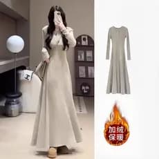 Outono inverno forro de lã estilo preguiçoso High-End temperamento saia longa versão coreana atmosfera magro-ajuste Bott